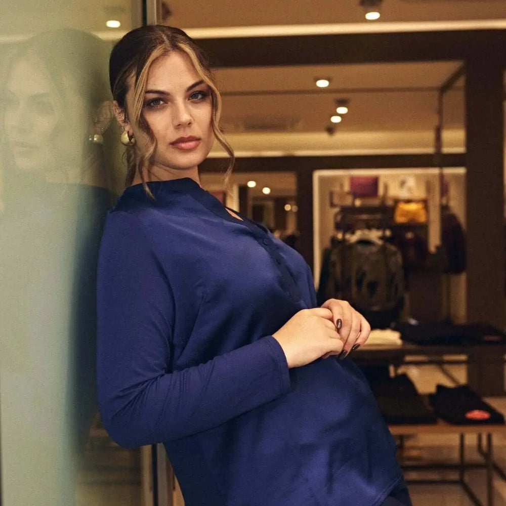 CAMICIA CON SCOLLO SERAFINO BLU DORABELLA XL