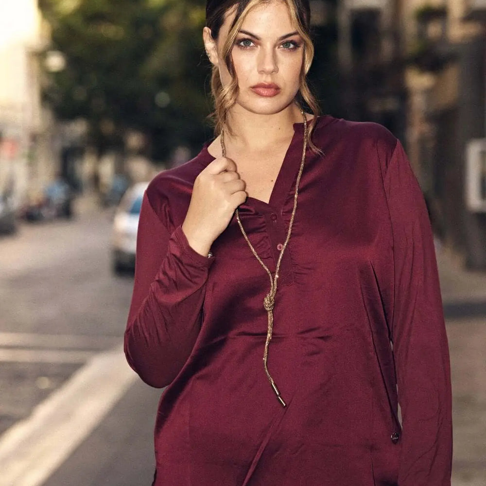 CAMICIA CON SCOLLO SERAFINO BURGUNDY DORABELLA XL