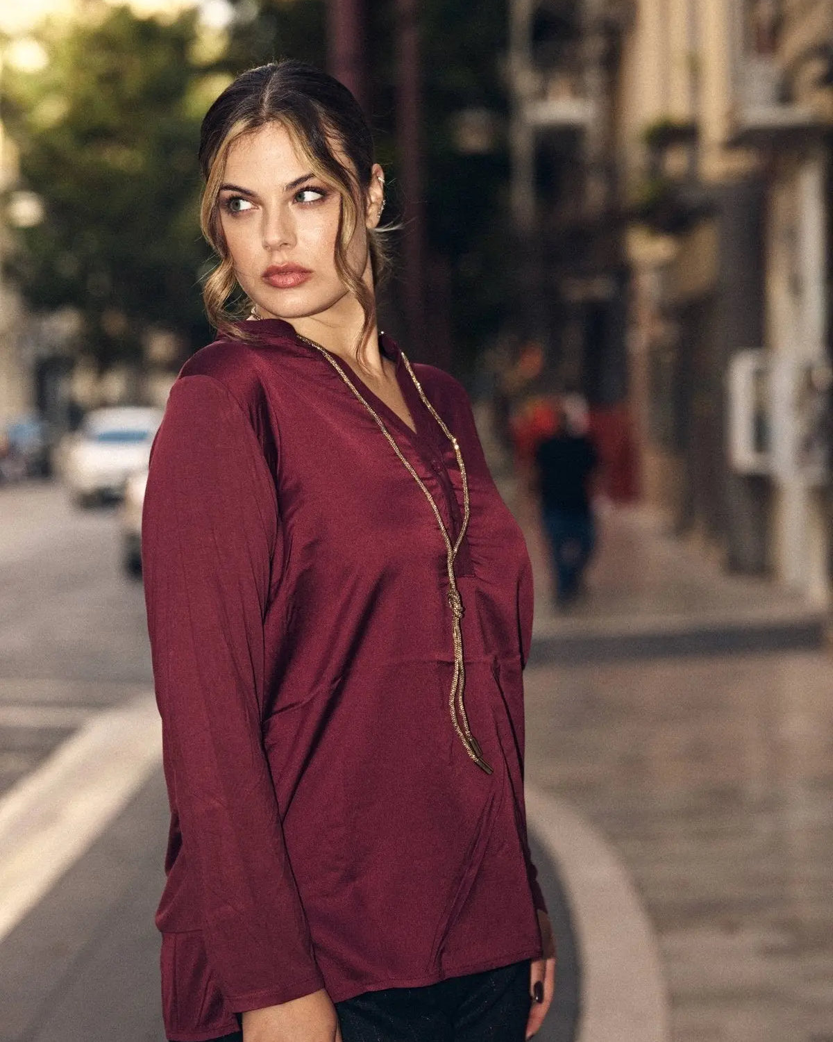 CAMICIA CON SCOLLO SERAFINO BURGUNDY DORABELLA