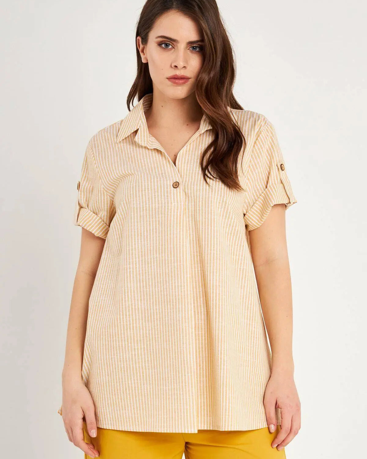 CAMICIA RIGHE SENAPE DORABELLA