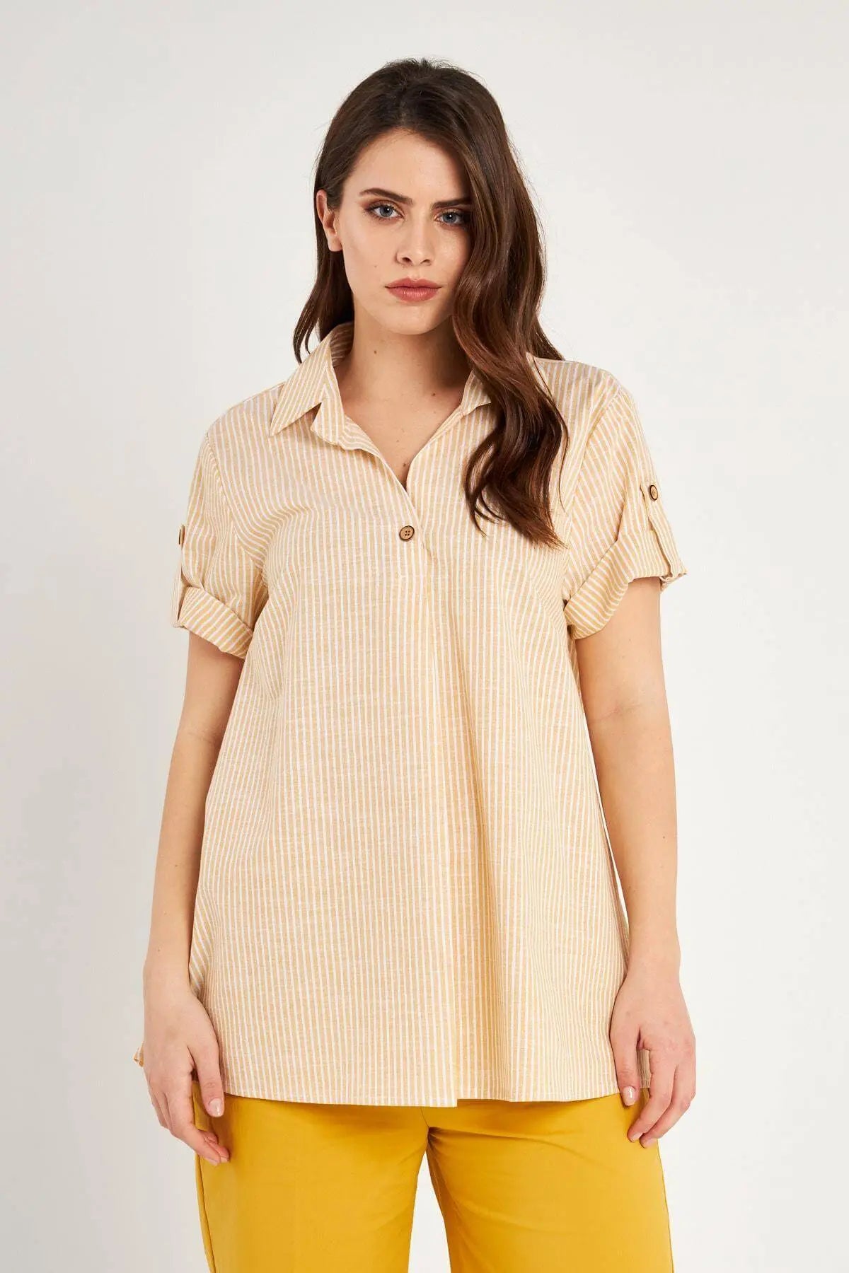 CAMICIA RIGHE SENAPE DORABELLA