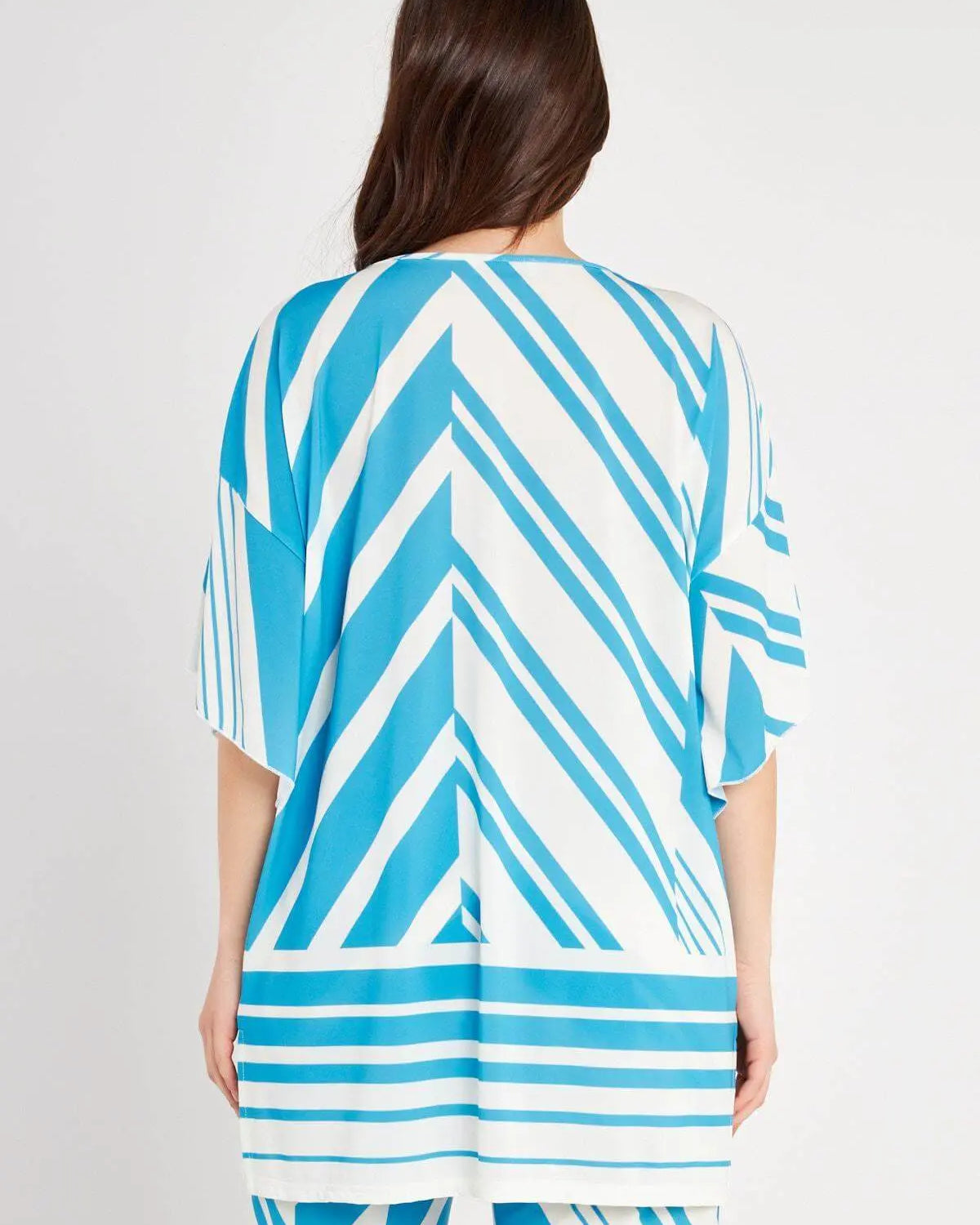 CASACCA FANTASIA GEOMETRICA TURCHESE-CREMA DORABELLA PIU'