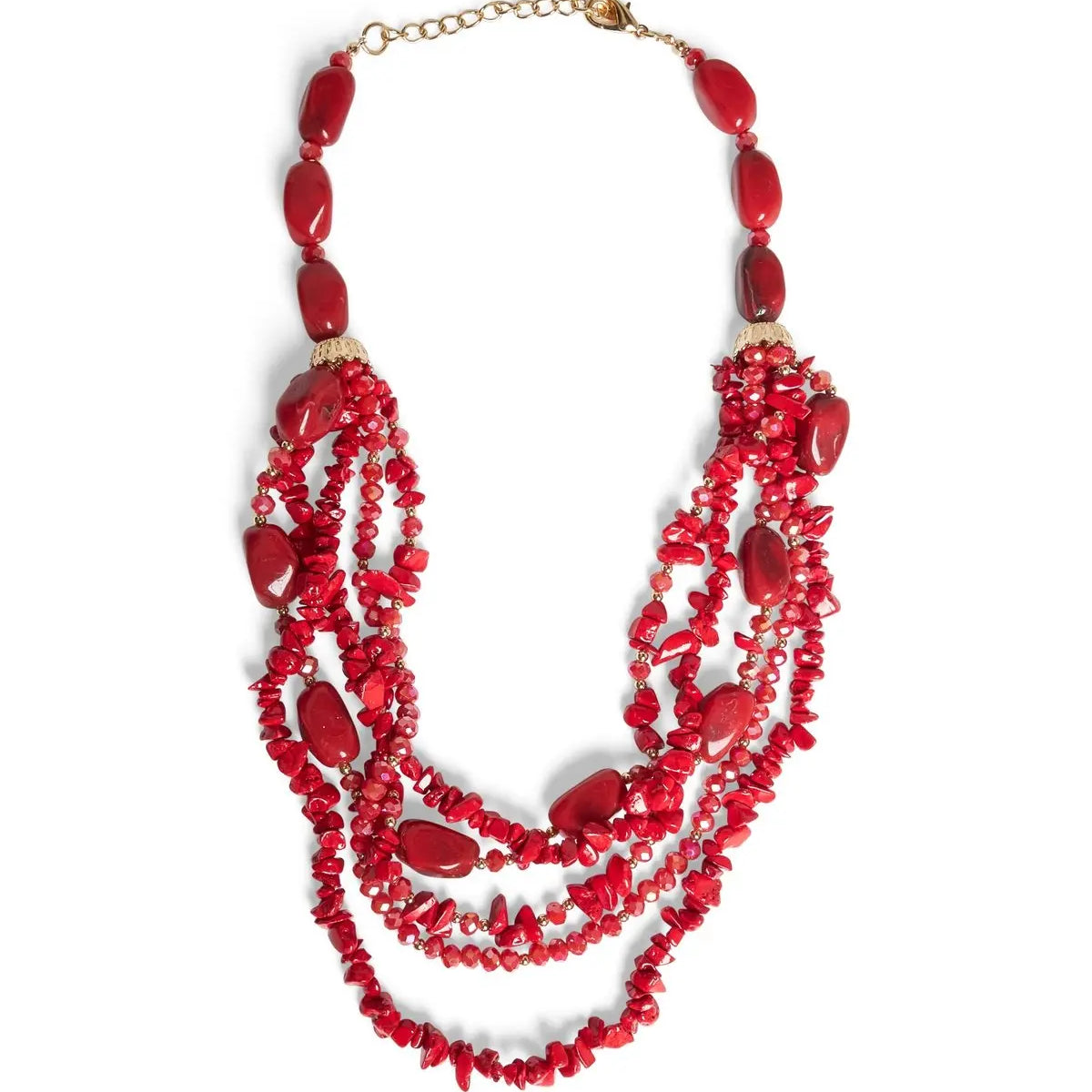 COLLANA CORTA MULTIFILO ROSSO DORABELLA UNICO