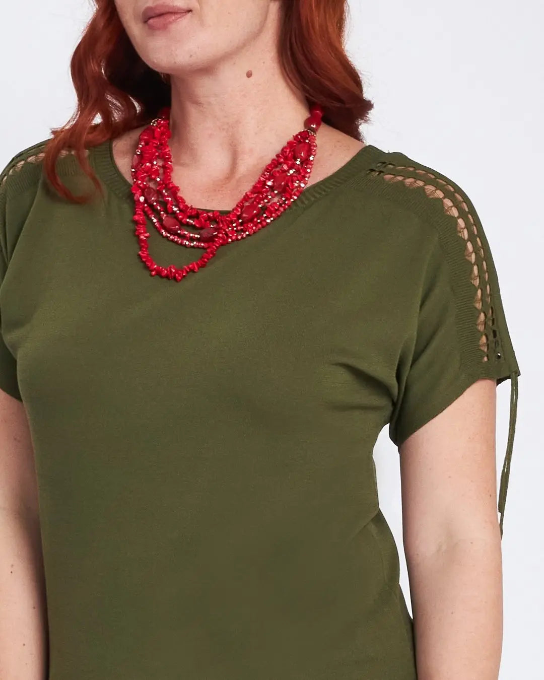 COLLANA CORTA MULTIFILO ROSSO DORABELLA