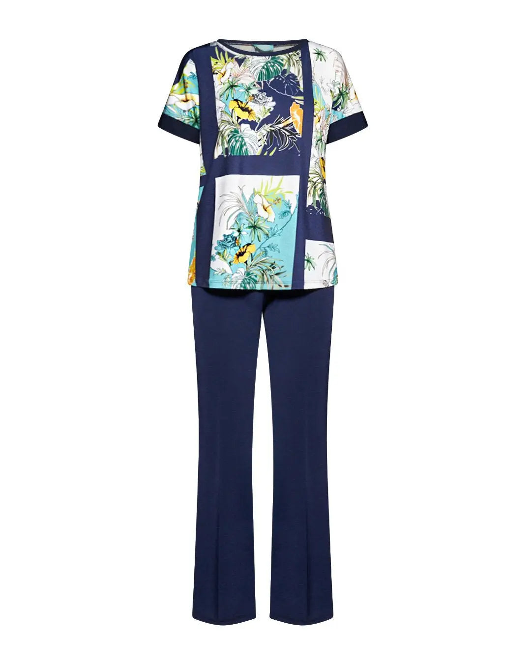 COMPLETO MAGLIA FANTASIA E PANTALONE UNITO BLU-ACQUA DORABELLA XXL