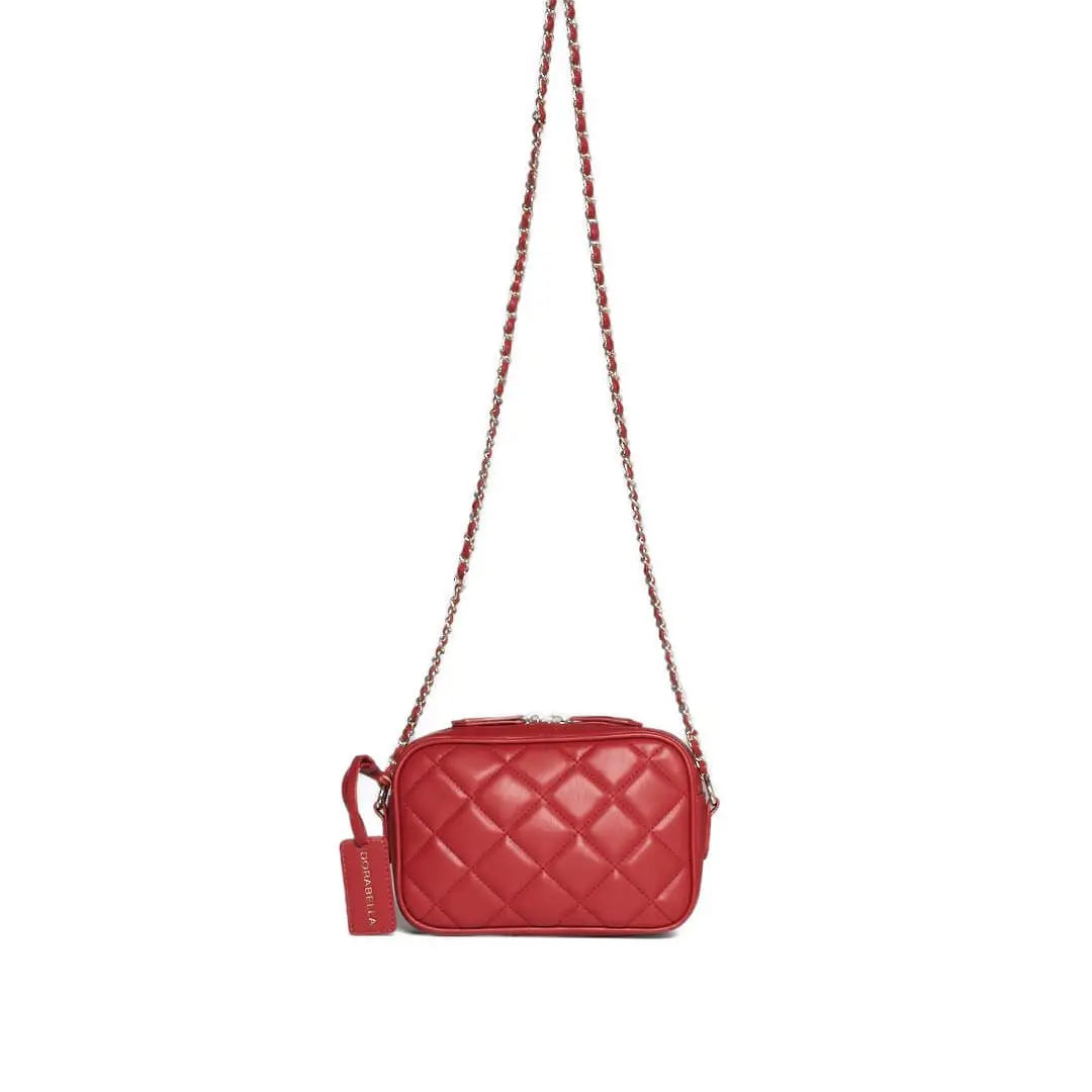 Camera bag in ecopelle trapuntata a rombi rossa ROSSO DORABELLA UNICO