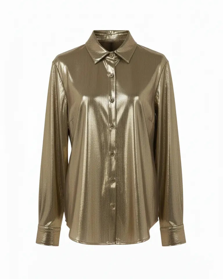 Camicia Metallizzata Effetto Specchio IRONICA Taglia unica (44/46 o M/L) / Oro
