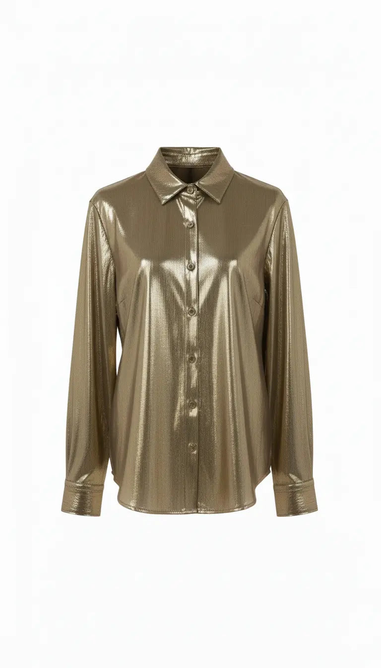 Camicia Metallizzata Effetto Specchio IRONICA Taglia unica (44/46 o M/L) / Oro