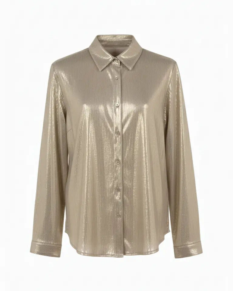 Camicia Metallizzata Effetto Specchio IRONICA Taglia unica (44/46 o M/L) / Champagne