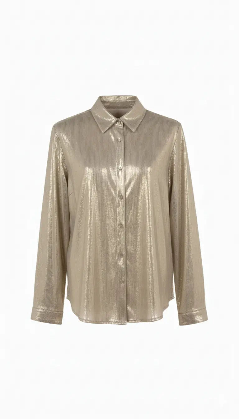 Camicia Metallizzata Effetto Specchio IRONICA Taglia unica (44/46 o M/L) / Champagne