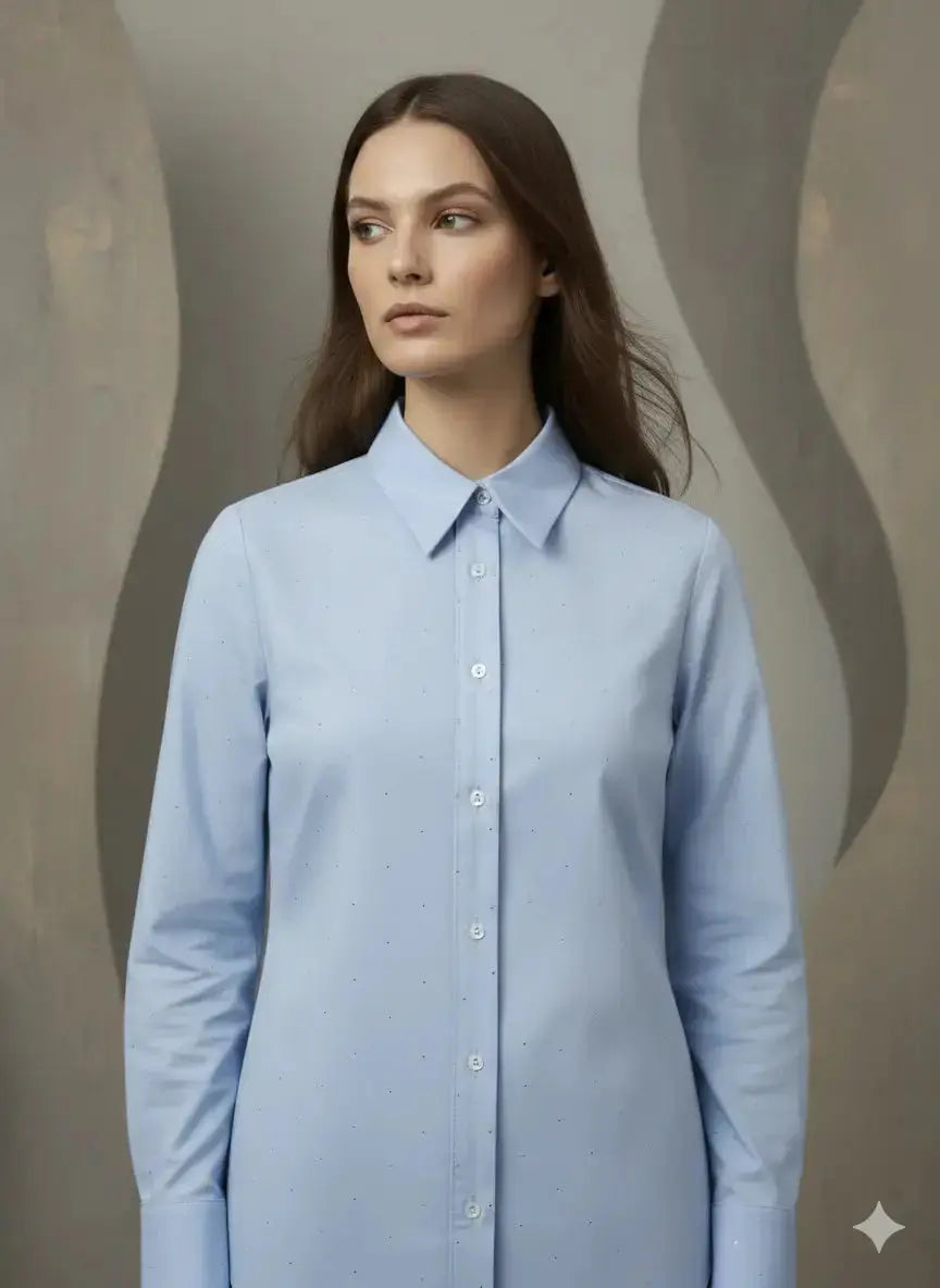 Camicia Oxford con strass DORABELLA
