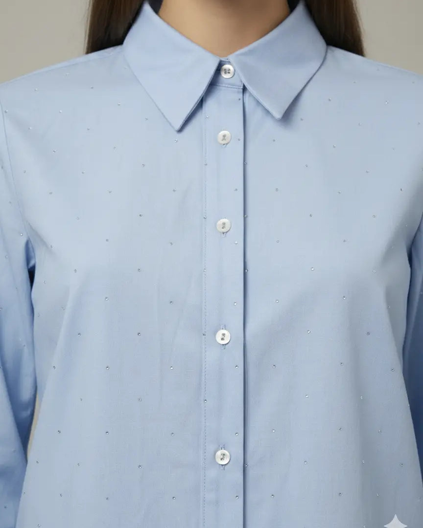 Camicia Oxford con strass DORABELLA