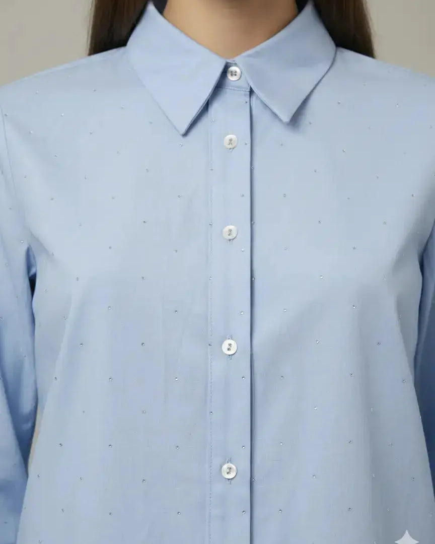 Camicia Oxford con strass DORABELLA