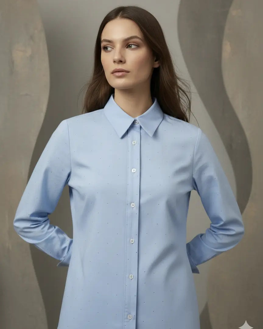 Camicia Oxford con strass DORABELLA