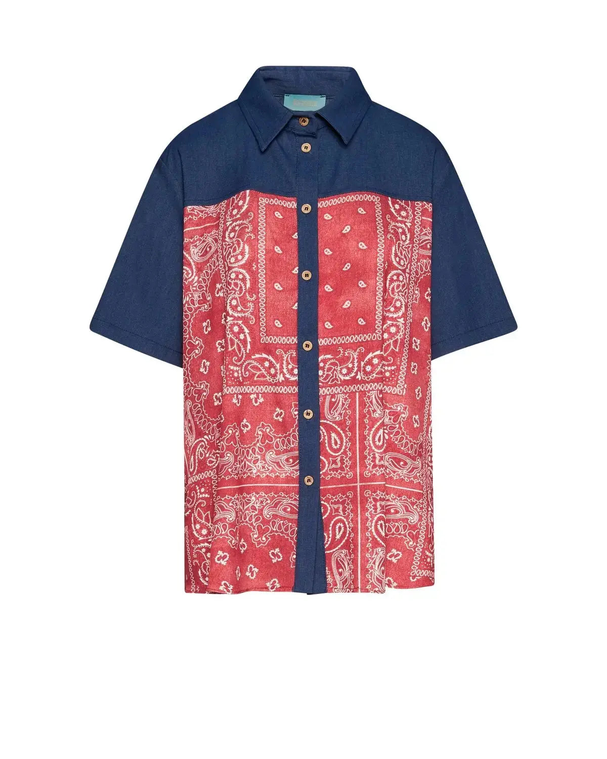 Camicia a fantasia con inserti chambray BLU DORABELLA PIU'