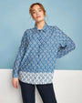 Camicia a maniche lunghe in jersey elasticizzato bi-colore con fantasia catena DENIM DORABELLA PIU' 49