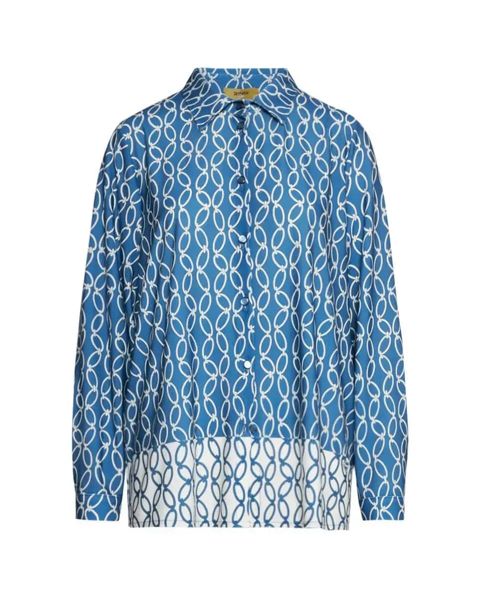 Camicia a maniche lunghe in jersey elasticizzato bi-colore con fantasia catena DENIM DORABELLA PIU'