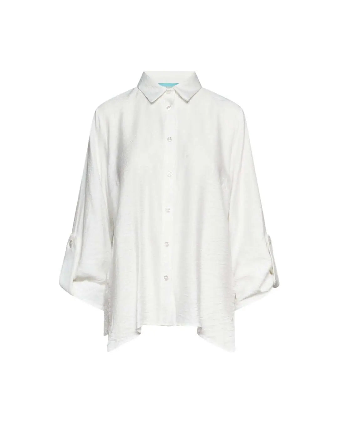 Camicia a maniche lunghe in tela di misto viscosa tinta unita con spacchi abbottonati e fondo asimme BIANCO DORABELLA