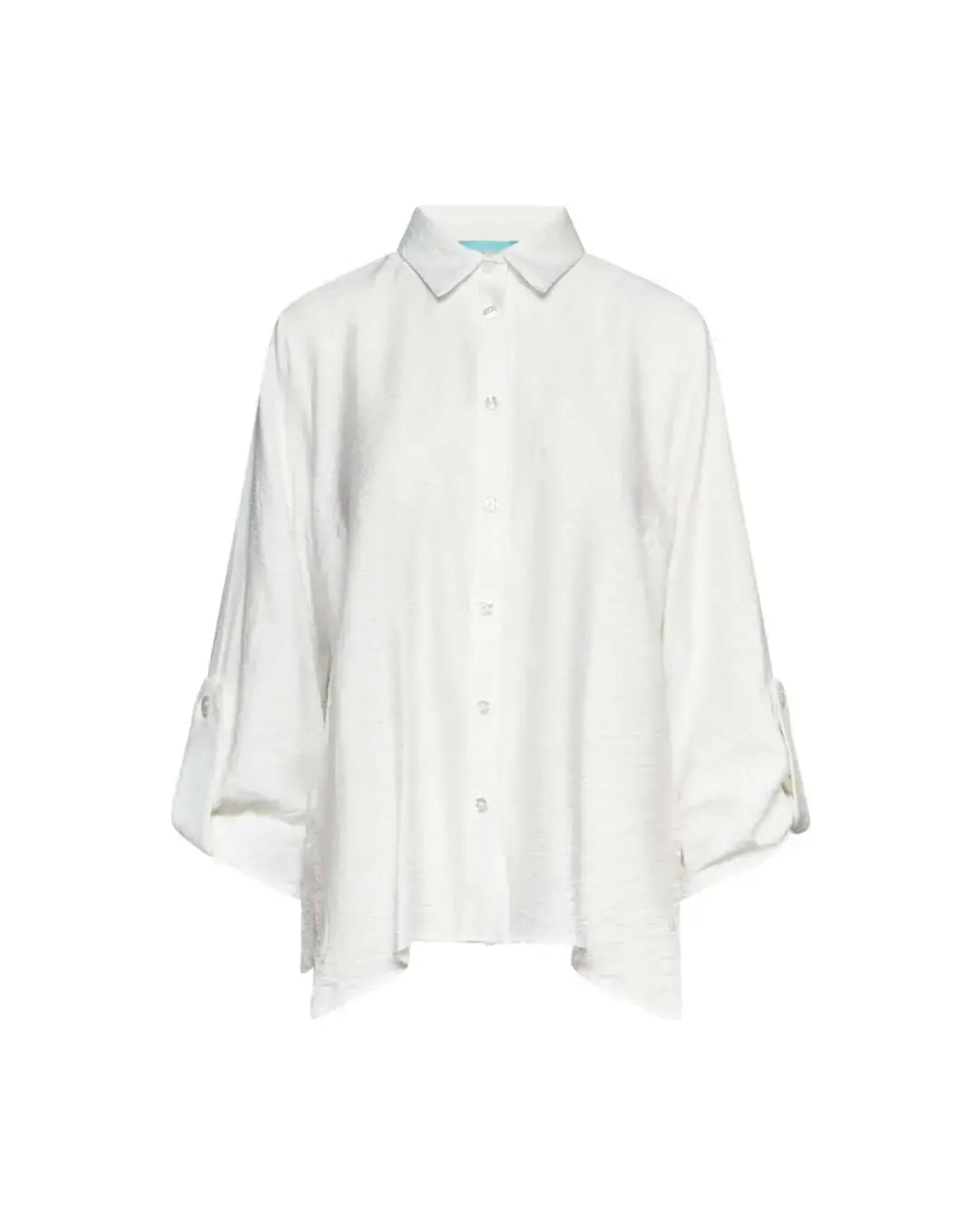 Camicia a maniche lunghe in tela di misto viscosa tinta unita con spacchi abbottonati e fondo asimme BIANCO DORABELLA