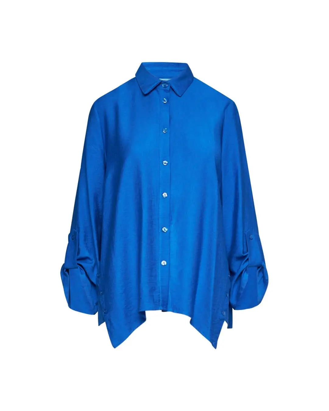 Camicia a maniche lunghe in tela di misto viscosa tinta unita con spacchi abbottonati e fondo asimme ROYAL DORABELLA