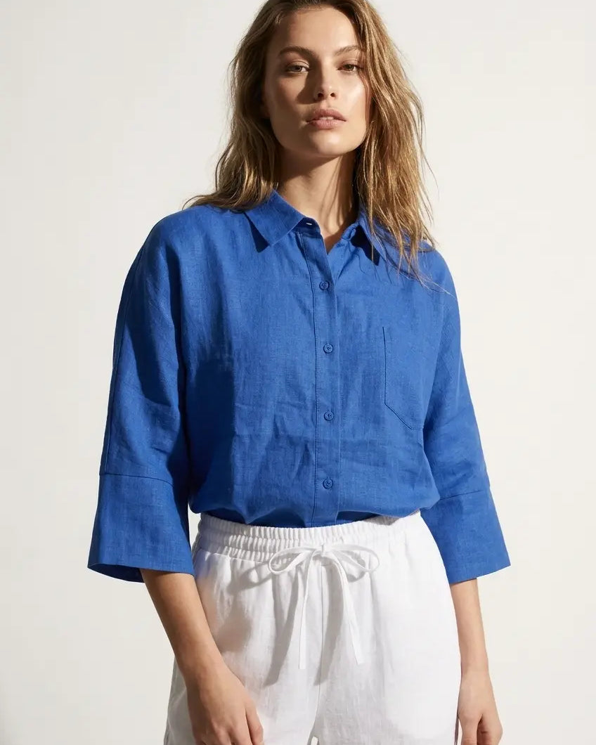 Camicia bi-materiale in Lino DORABELLA