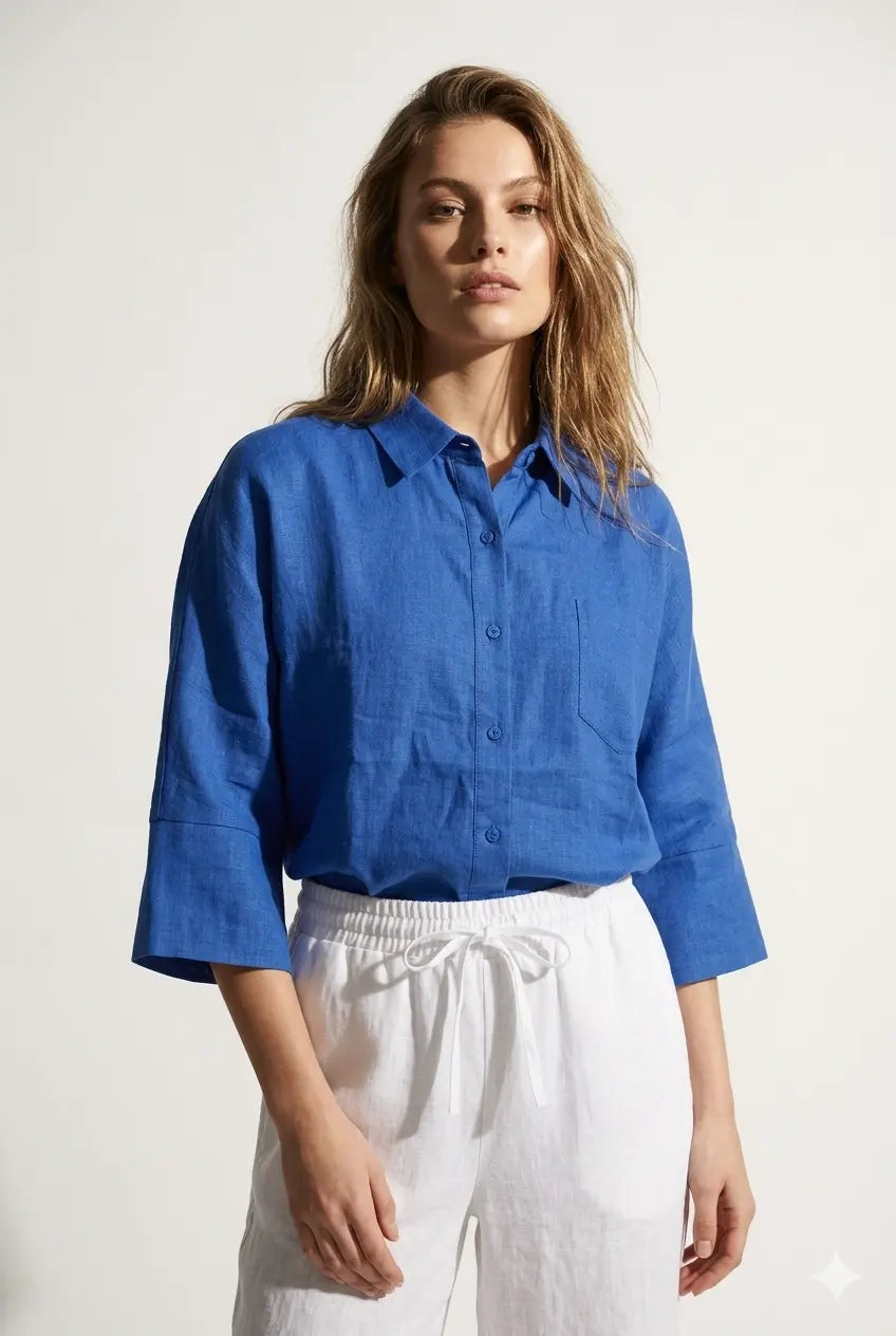 Camicia bi-materiale in Lino DORABELLA
