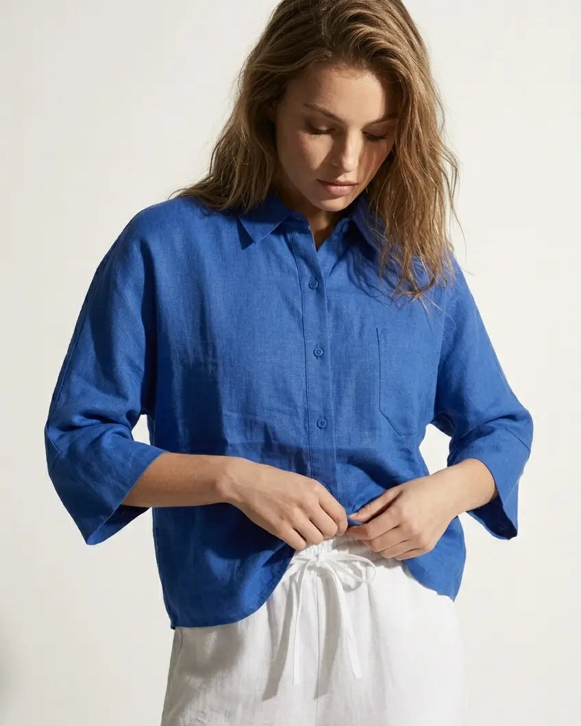 Camicia bi-materiale in Lino DORABELLA