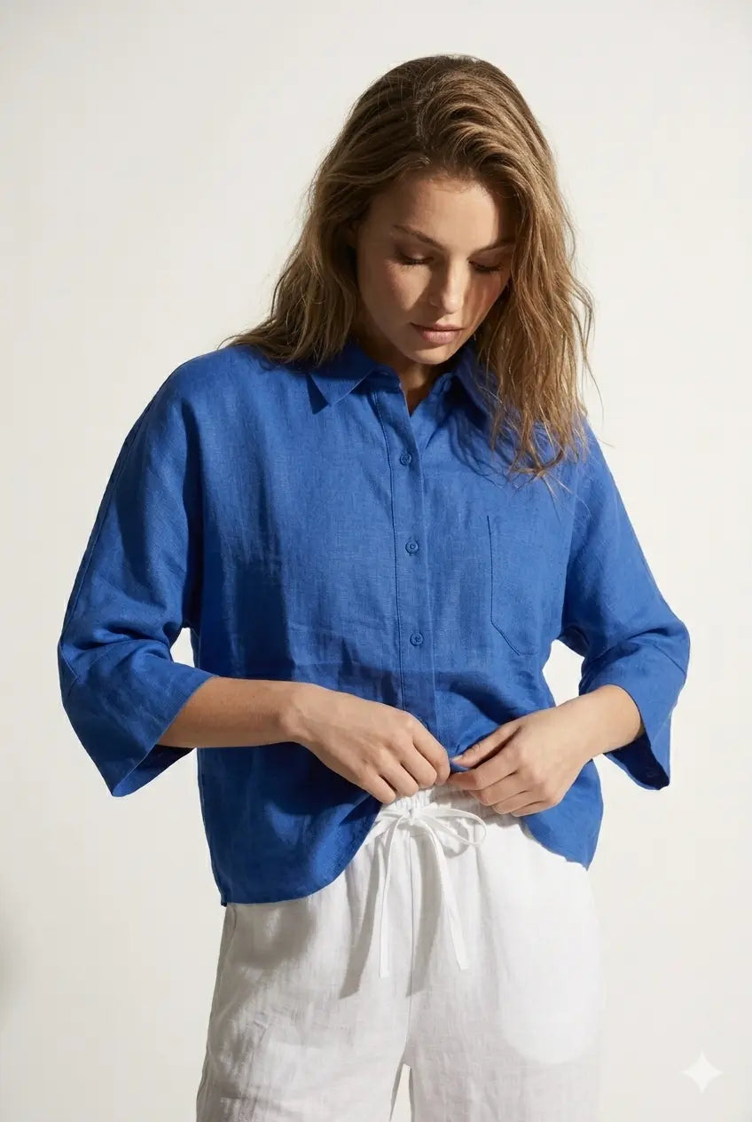 Camicia bi-materiale in Lino DORABELLA