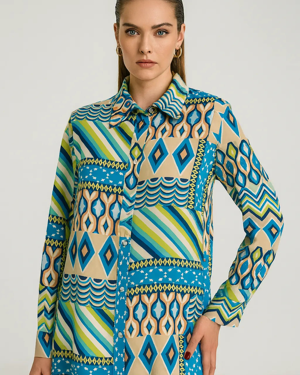 Camicia con colletto, a maniche lunghe con stampa all over DORABELLA