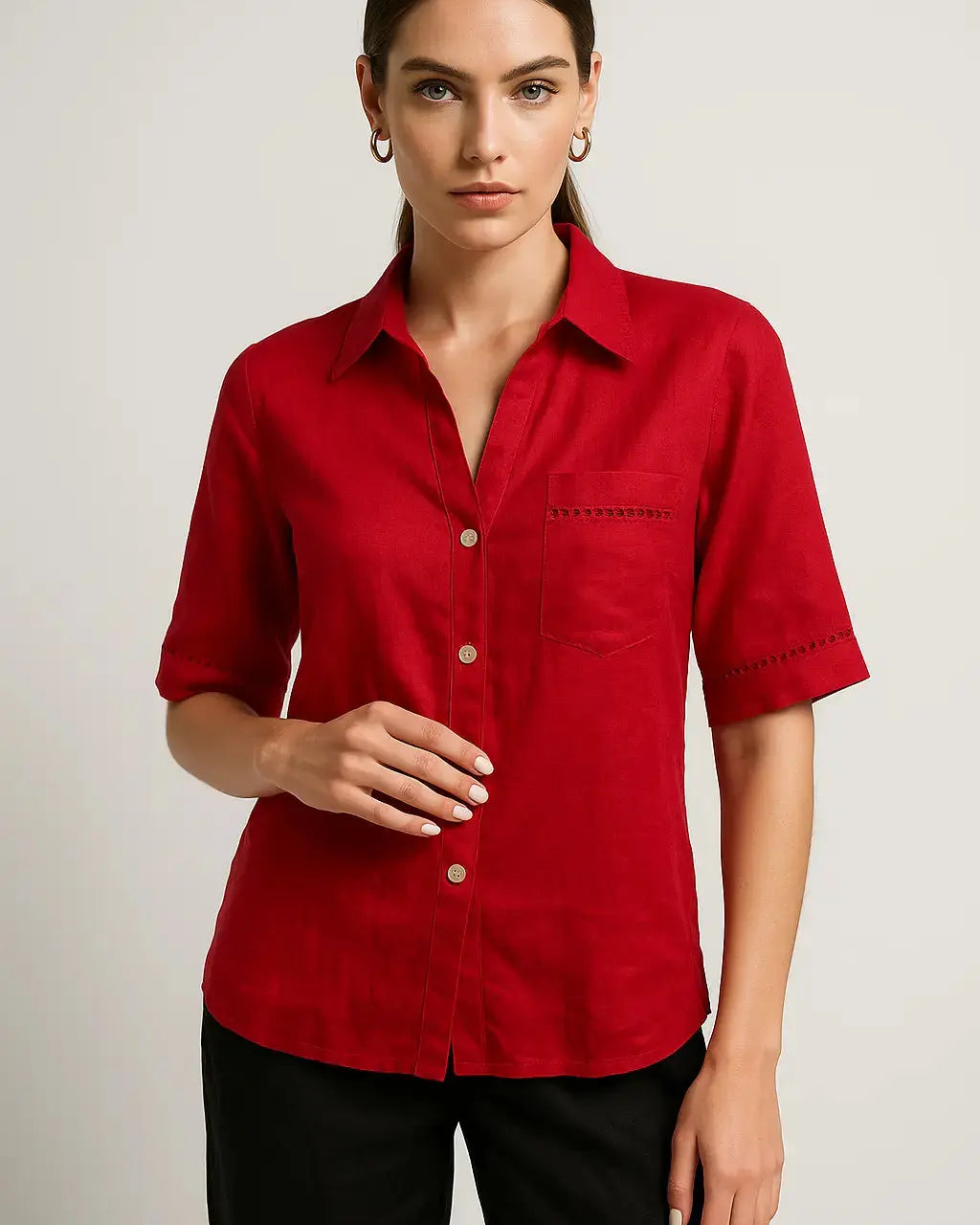 Camicia con colletto, taschino e passamaneria a rete DORABELLA