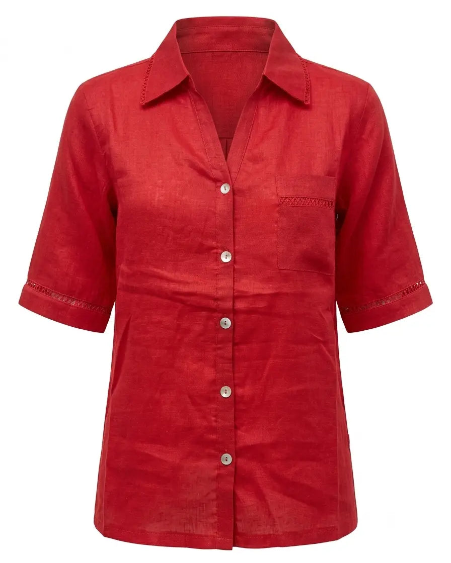 Camicia con colletto, taschino e passamaneria a rete DORABELLA