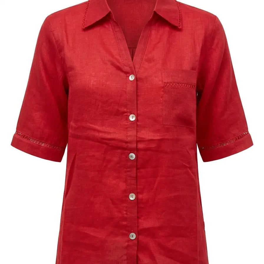 Camicia con colletto, taschino e passamaneria a rete DORABELLA