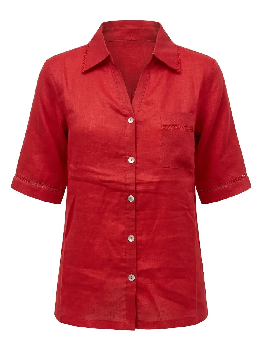 Camicia con colletto, taschino e passamaneria a rete DORABELLA