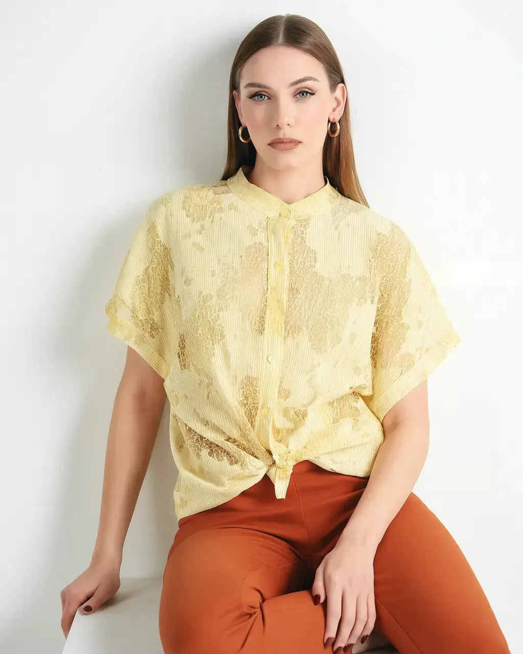 Camicia con manica kimono , abbottonatura e nodo frontali Unica by Dorabella