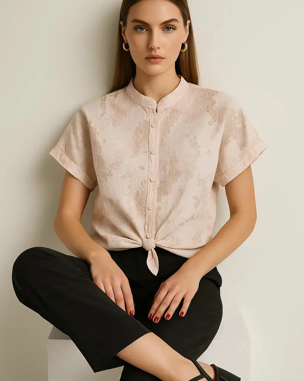 Camicia con manica kimono , abbottonatura e nodo frontali Unica by Dorabella