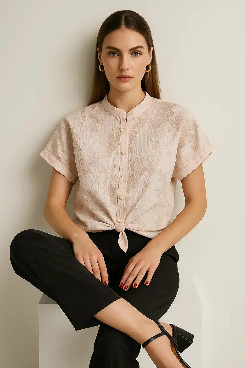 Camicia con manica kimono , abbottonatura e nodo frontali Unica by Dorabella