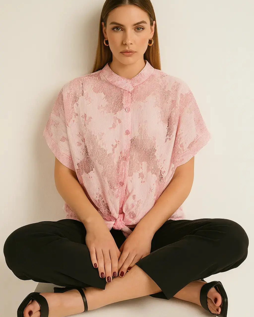 Camicia con manica kimono , abbottonatura e nodo frontali Unica by Dorabella