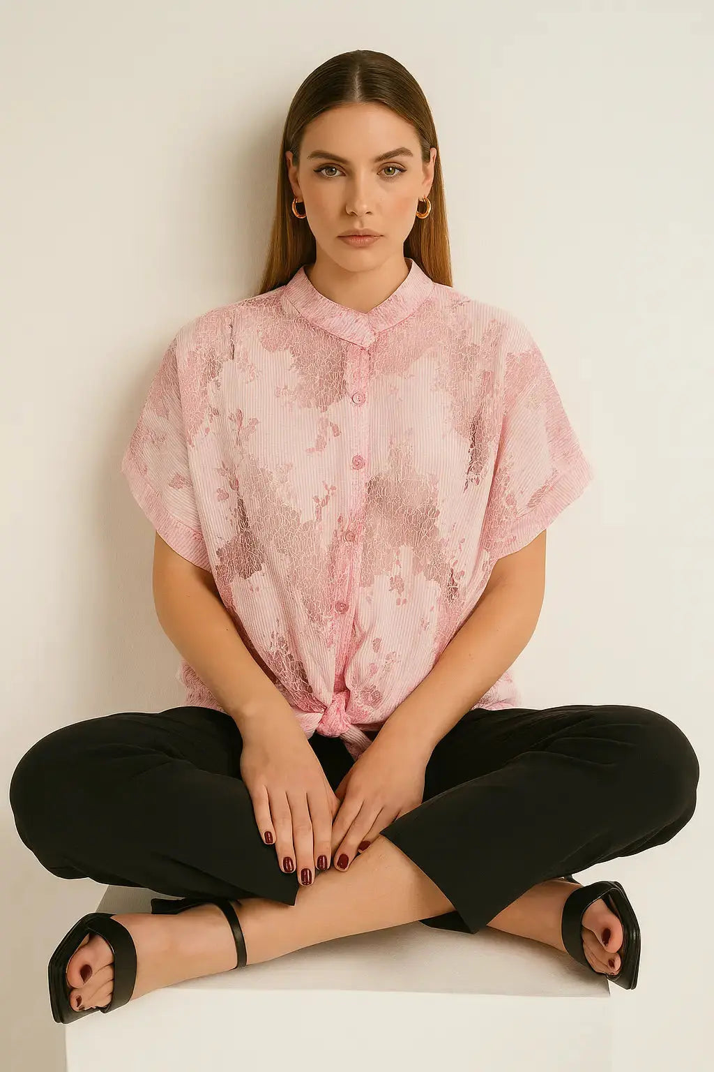 Camicia con manica kimono , abbottonatura e nodo frontali Unica by Dorabella