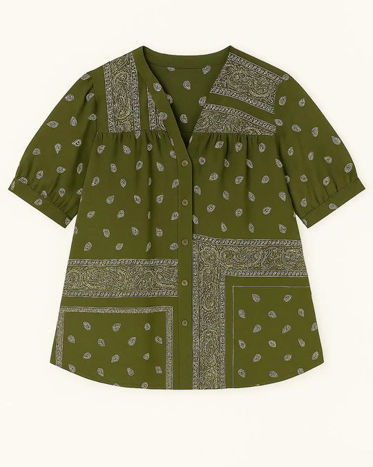 Camicia con maniche ampie e fantasia bandiera Unica by Dorabella Militare-Taglia-Unica-Fino-alla-46