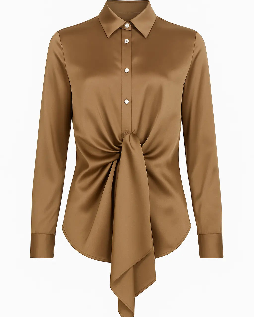 Camicia con nodo frontale DORABELLA XXL / Nocciola