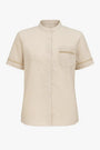 Camicia coreana con taschino  e passamaneria in 100% lino DORABELLA XL