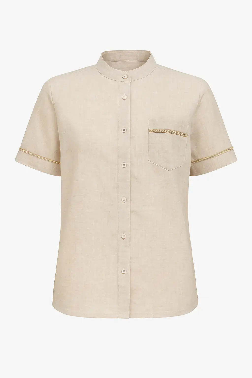 Camicia coreana con taschino  e passamaneria in 100% lino DORABELLA XL