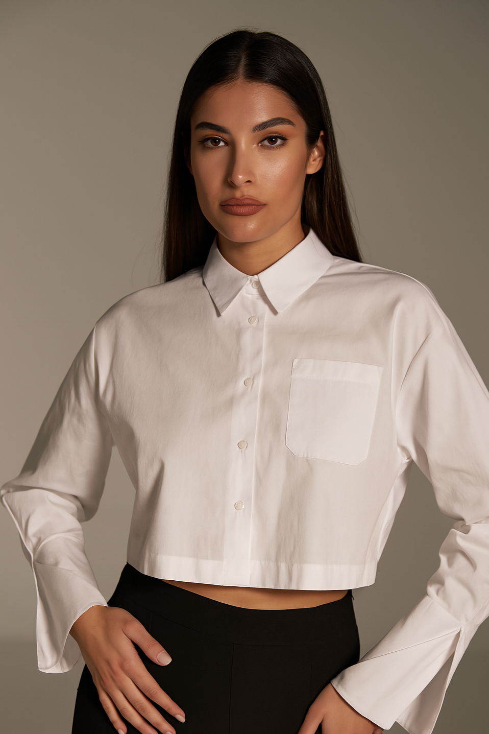 Camicia crop BIANCO IRONICA