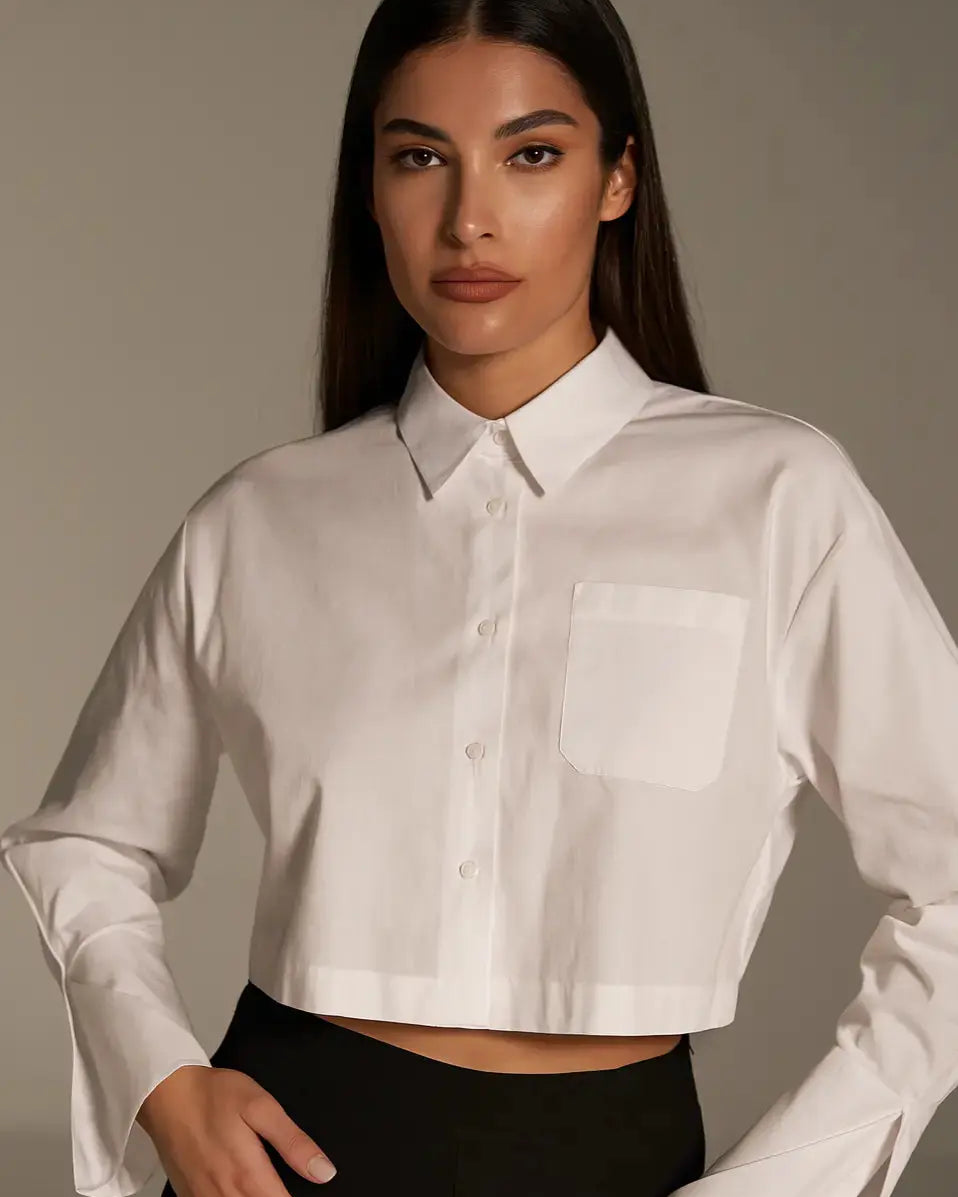 Camicia crop BIANCO IRONICA