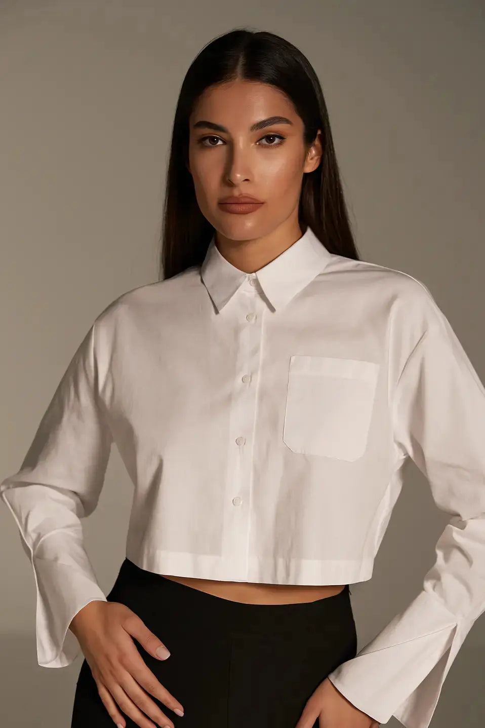 Camicia crop BIANCO IRONICA
