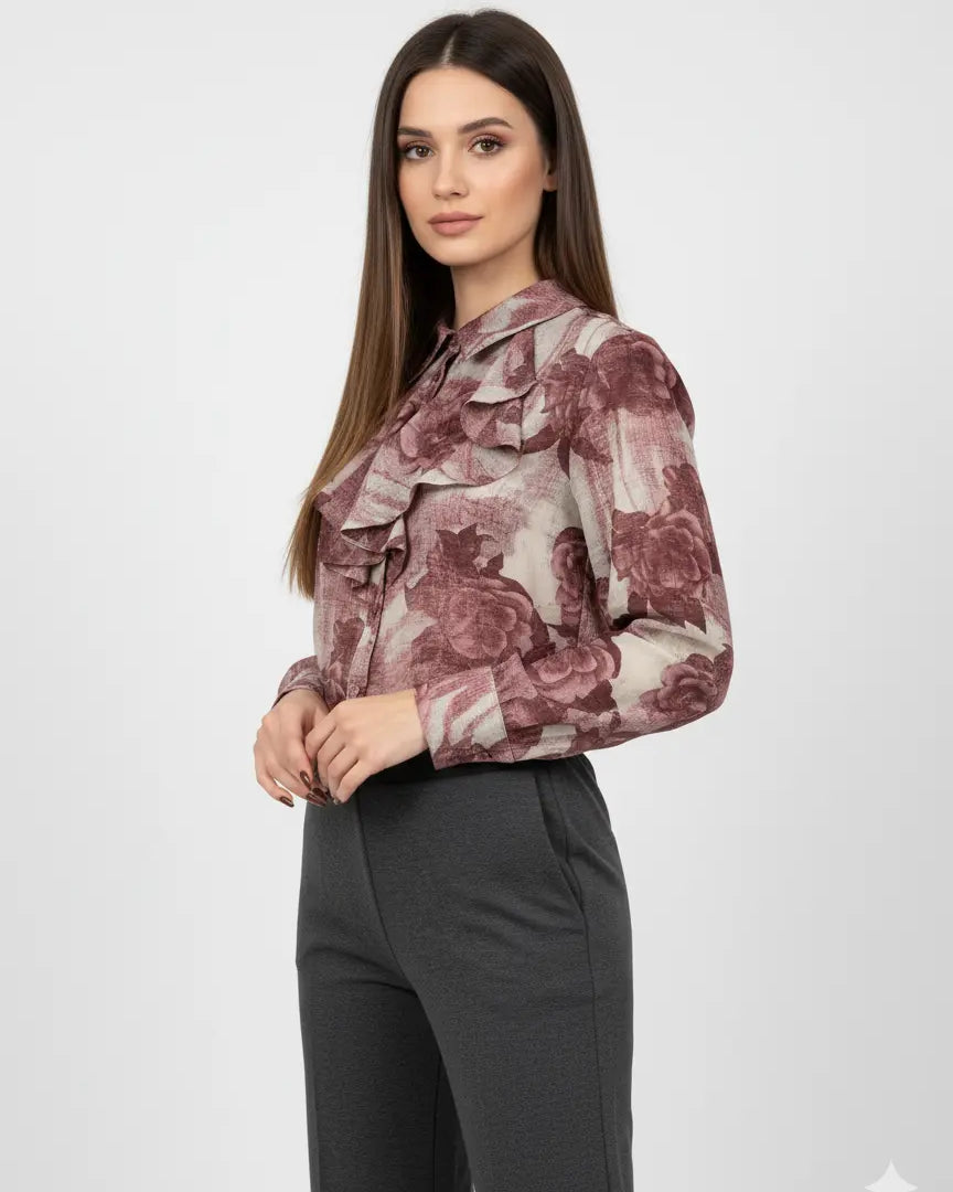 Camicia fantasia con rouches DORABELLA