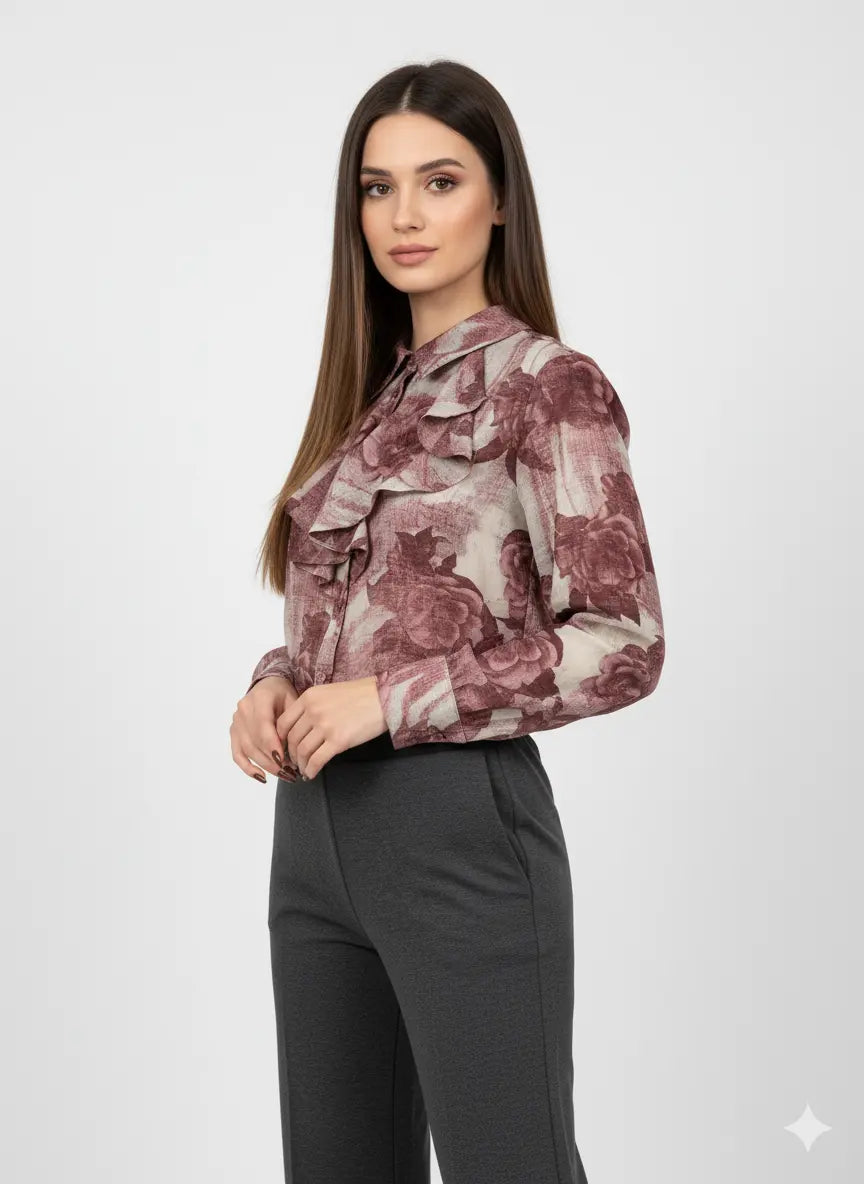 Camicia fantasia con rouches DORABELLA