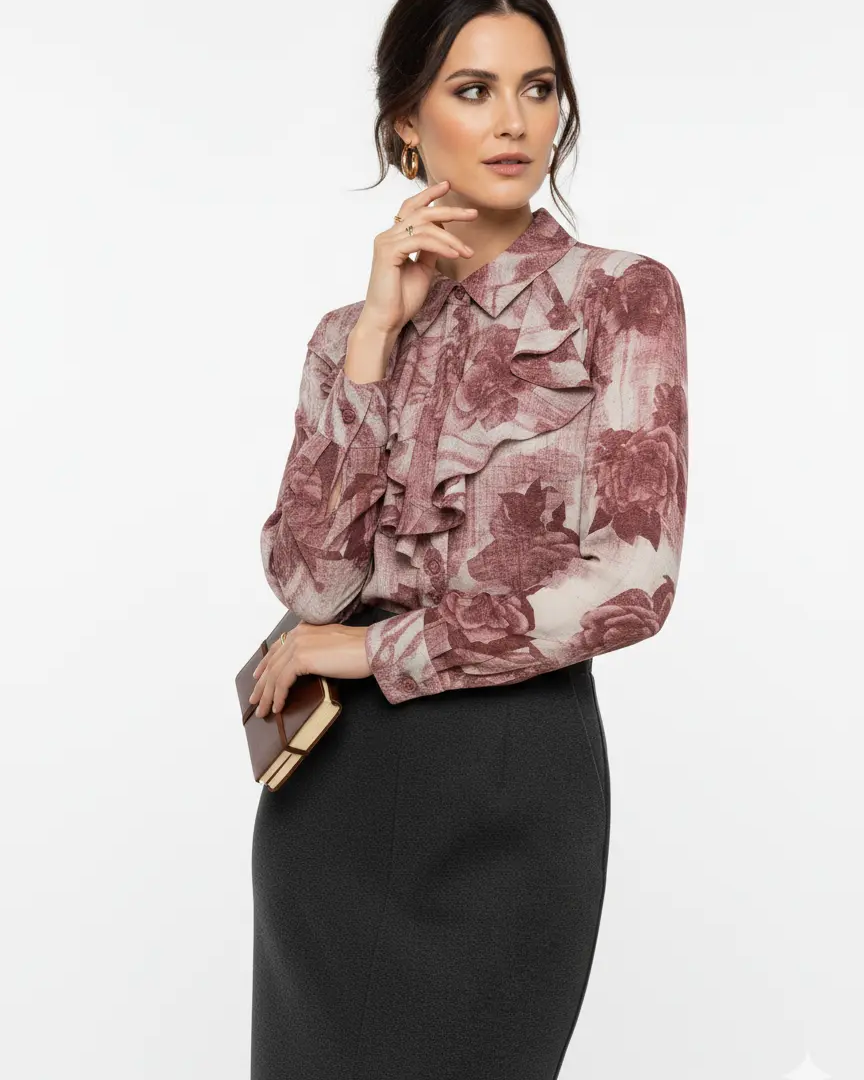 Camicia fantasia con rouches DORABELLA