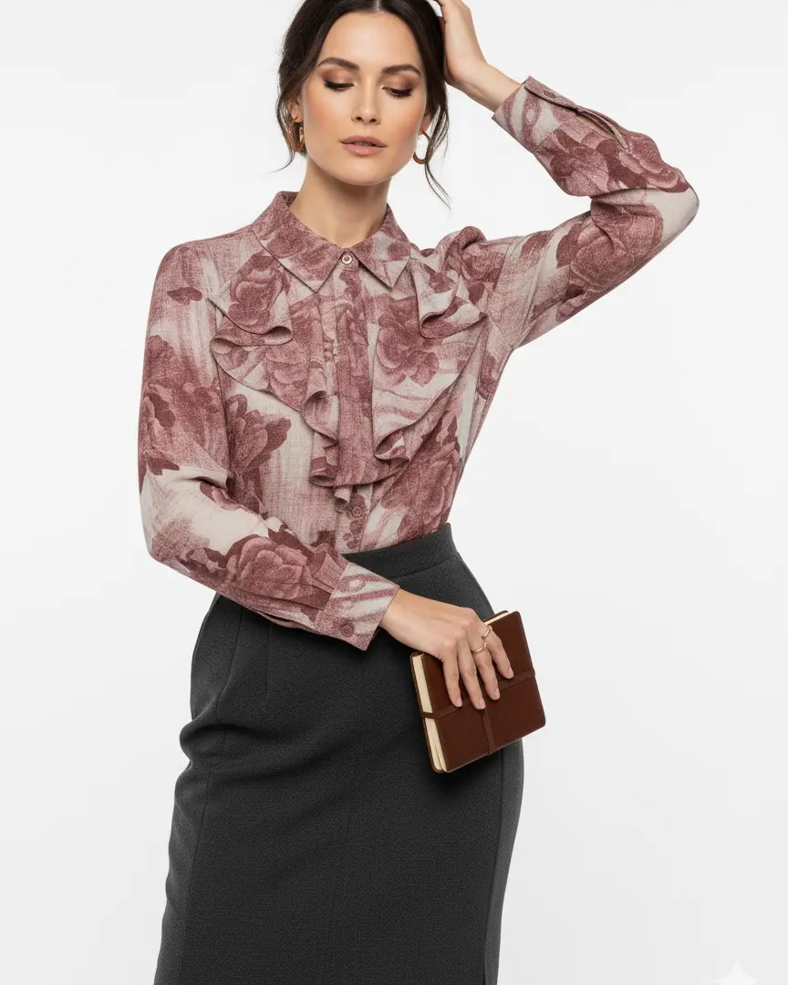 Camicia fantasia con rouches DORABELLA