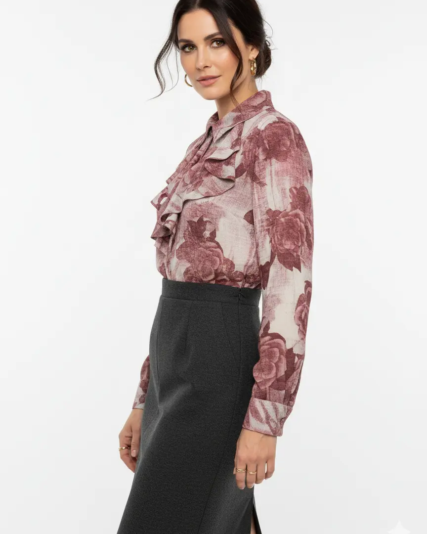 Camicia fantasia con rouches DORABELLA